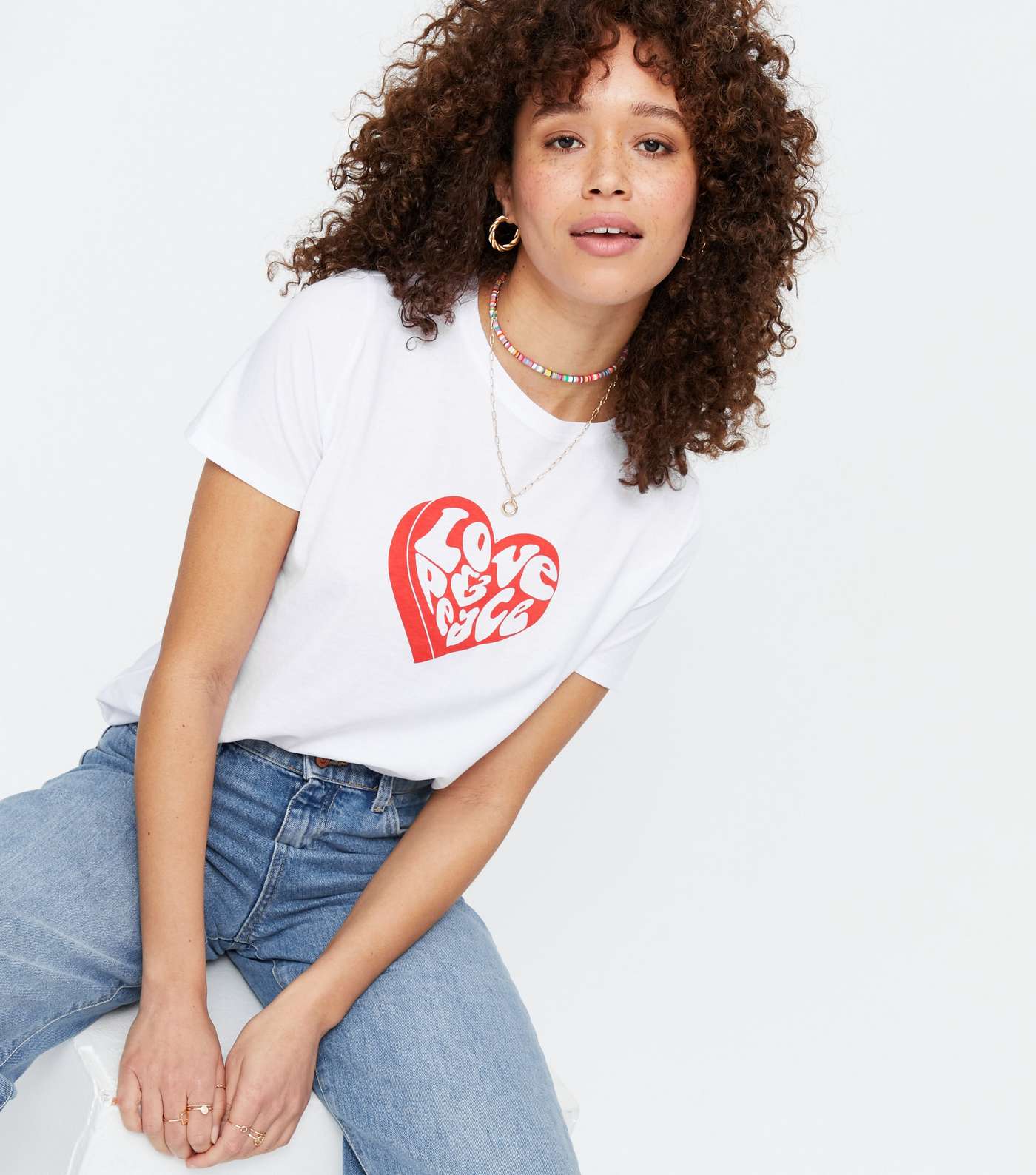 White Heart Love and Peace Logo T-Shirt