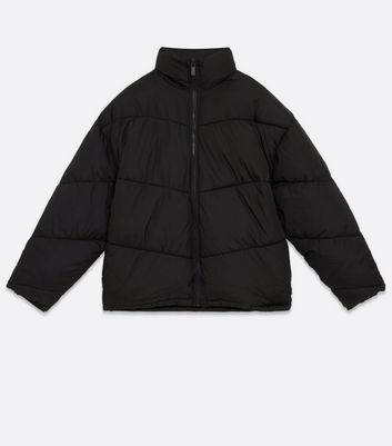 Black High Neck Oversized Puffer Jacket 