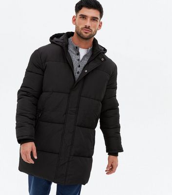 Black Fitted Hooded Puffer Jacket | New Look