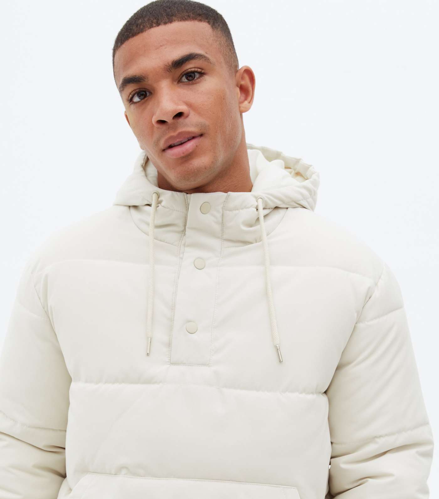 Off White Hooded Pocket Front Puffer Jacket Image 3