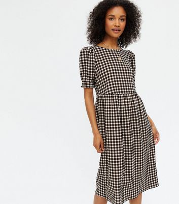 new look puff sleeve midi dress