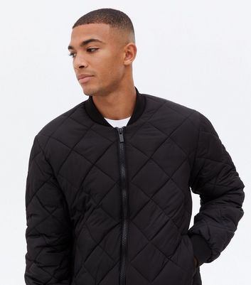 Black Quilted Bomber Jacket | New Look