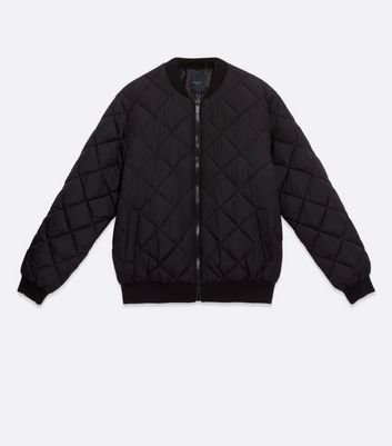 black quilted bomber jacket men's