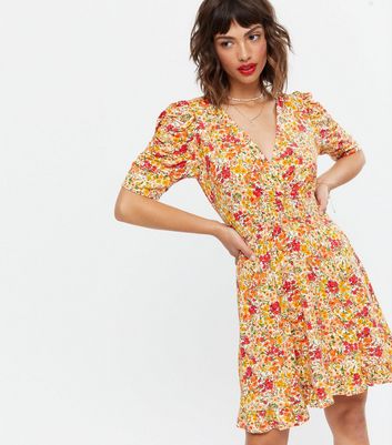 New look orange floral dress Clearance