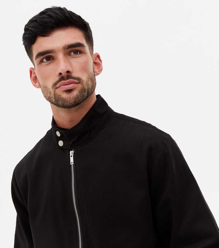 ASOS DESIGN harrington jacket with funnel neck in black