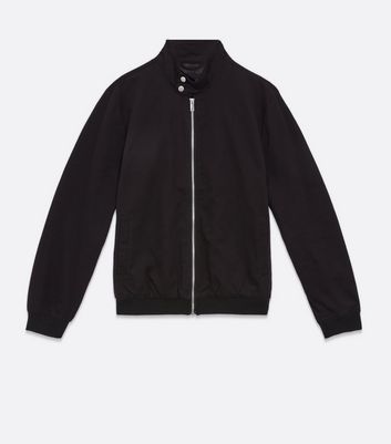 Black High Neck Harrington Jacket New Look