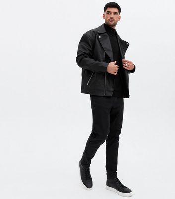 New look mens outlet leather biker jacket