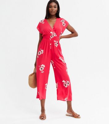 quiz red floral jumpsuit