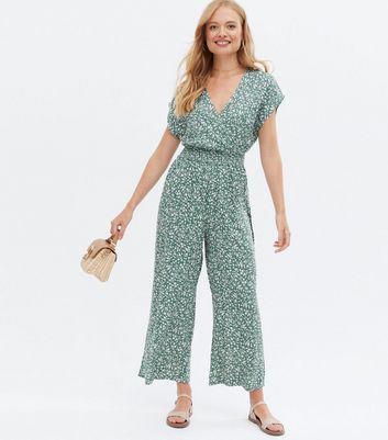 new look green floral jumpsuit