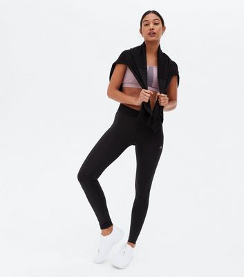 Black High Waist Logo Sports Leggings 