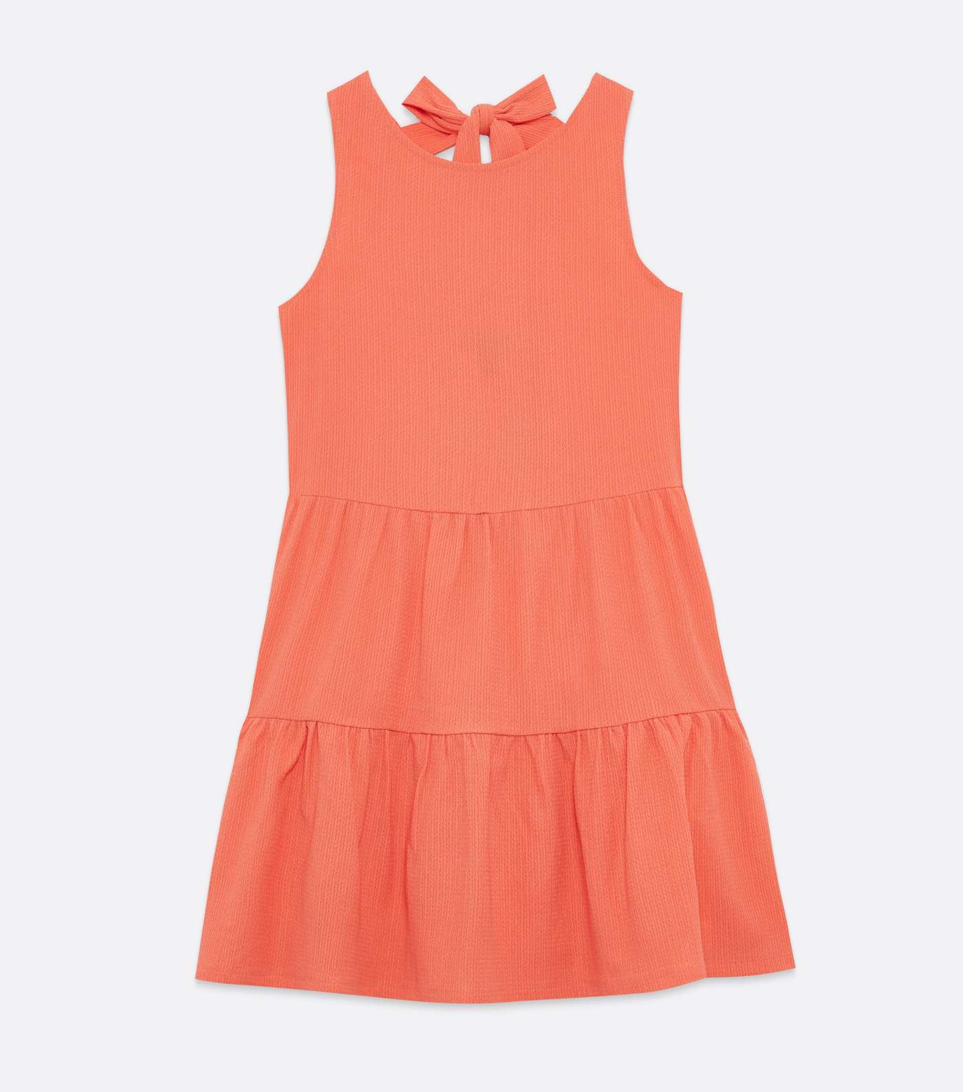 Coral Crinkle Tiered Mini Dress Image 5