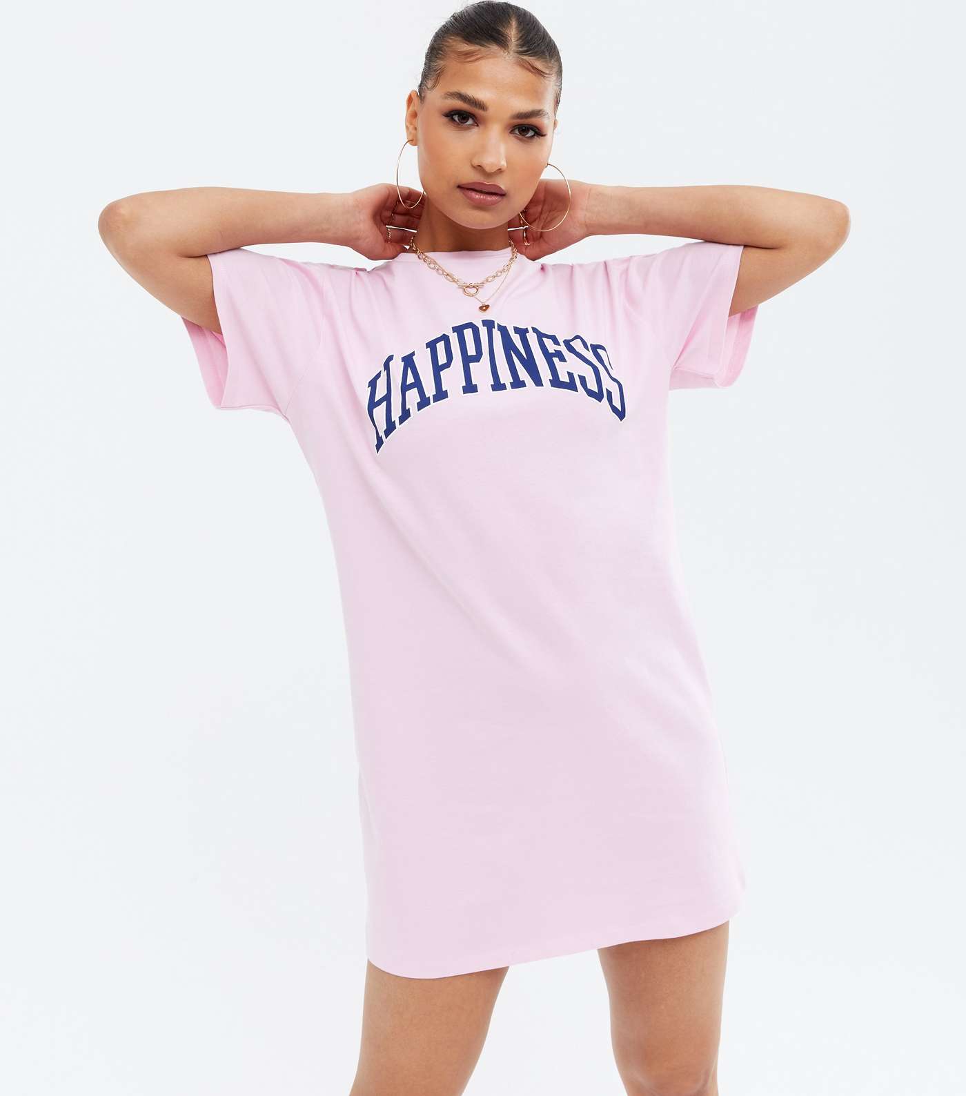 Pink Happiness Varsity Logo T-Shirt Dress