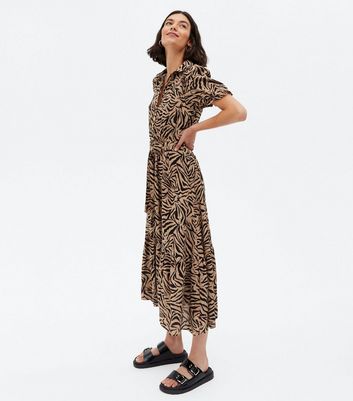 Animal print midi 2024 dress new look