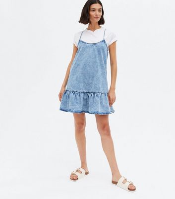 Denim frill 2024 hem dress