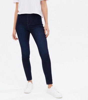 Click to view product details and reviews for Blue Rinse Wash High Waist Hallie Super Skinny Jeans New Look.