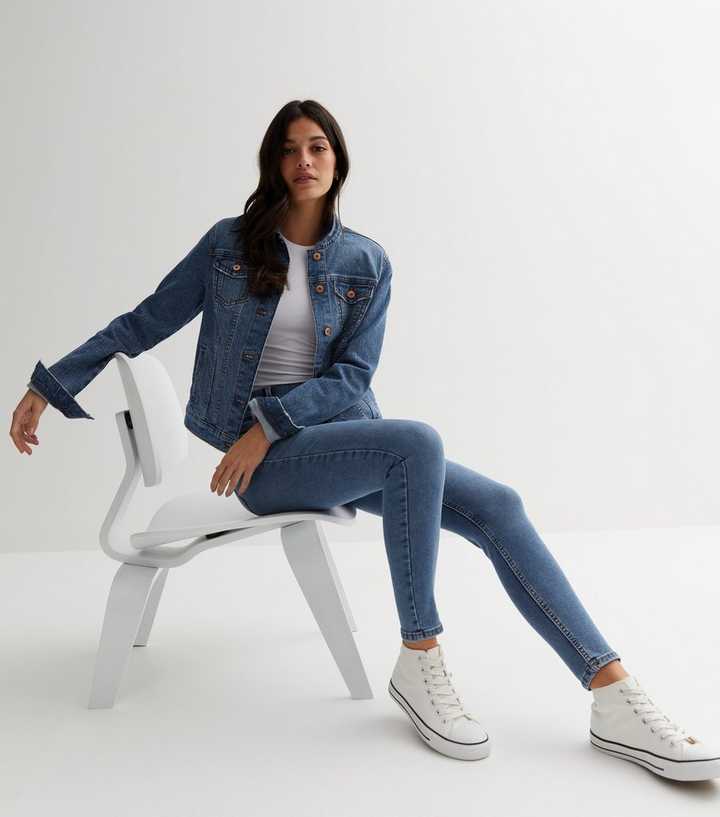 Womens New Look Jeans  Tall Blue Mid Rise Lift & Shape Jeggings «  Foodiesporty