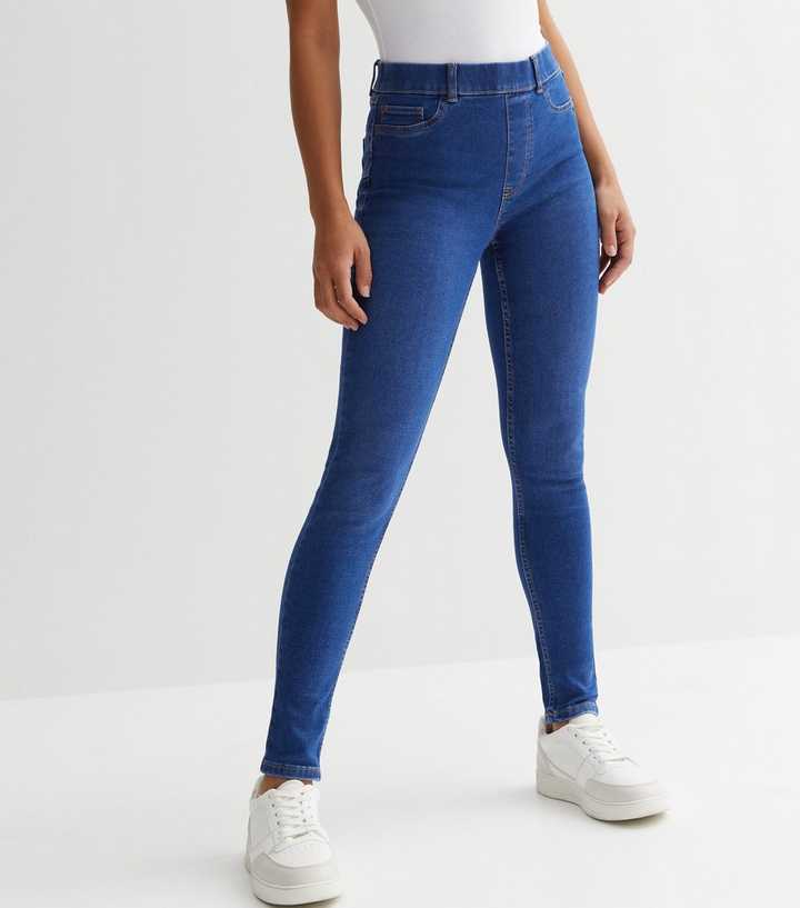 Womens New Look Jeans  Tall Blue Mid Rise Lift & Shape Jeggings «  Foodiesporty