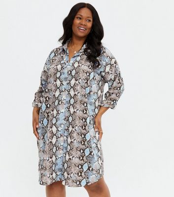 snake print shirt dress