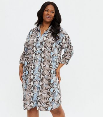 Boohoo snake outlet print shirt dress