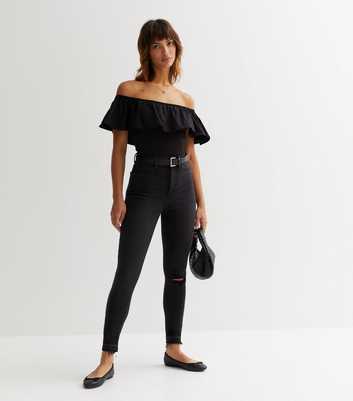 Black Ripped High Waist Hallie Super Skinny Jeans