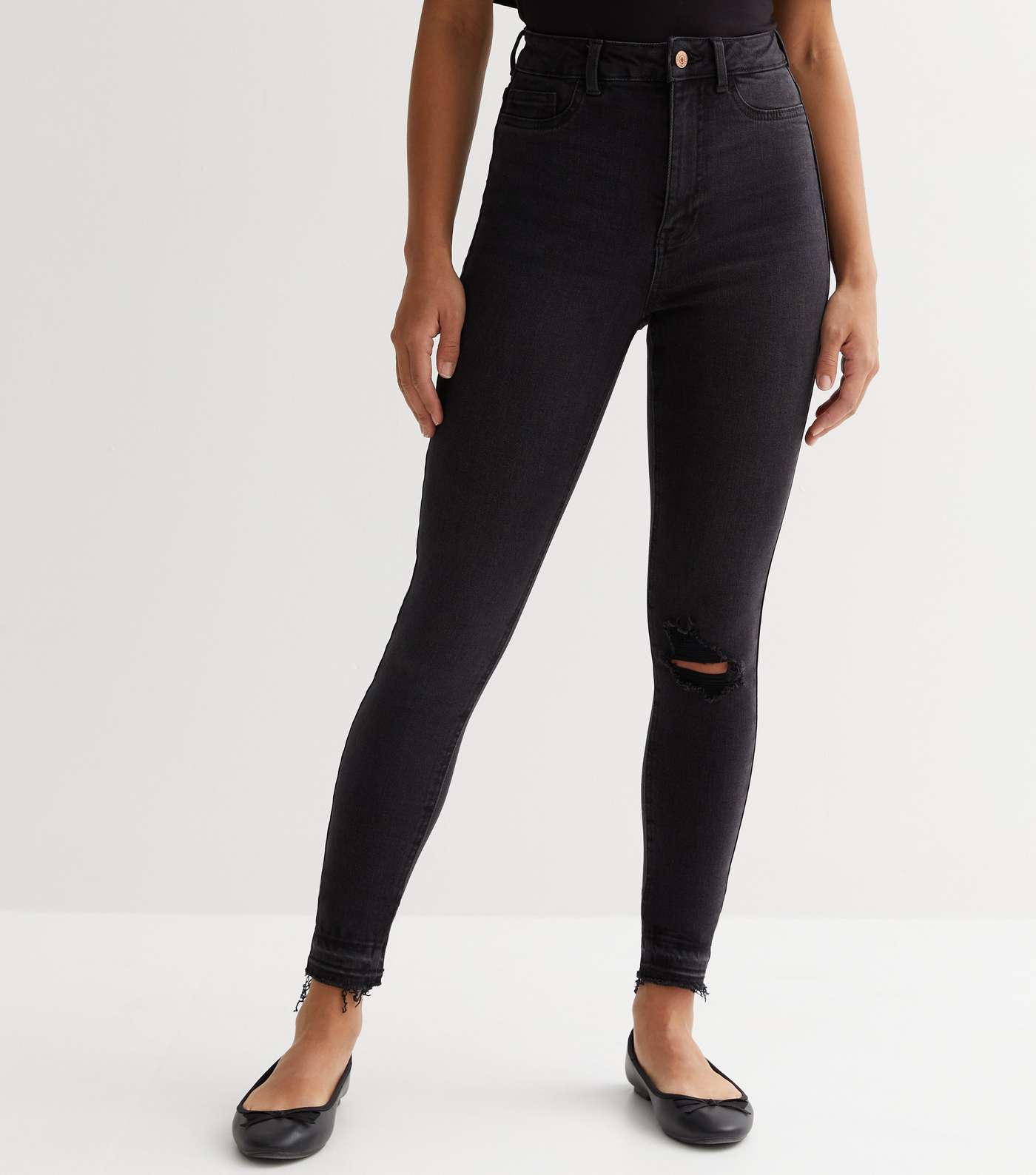 Black Ripped High Waist Hallie Super Skinny Jeans Image 3