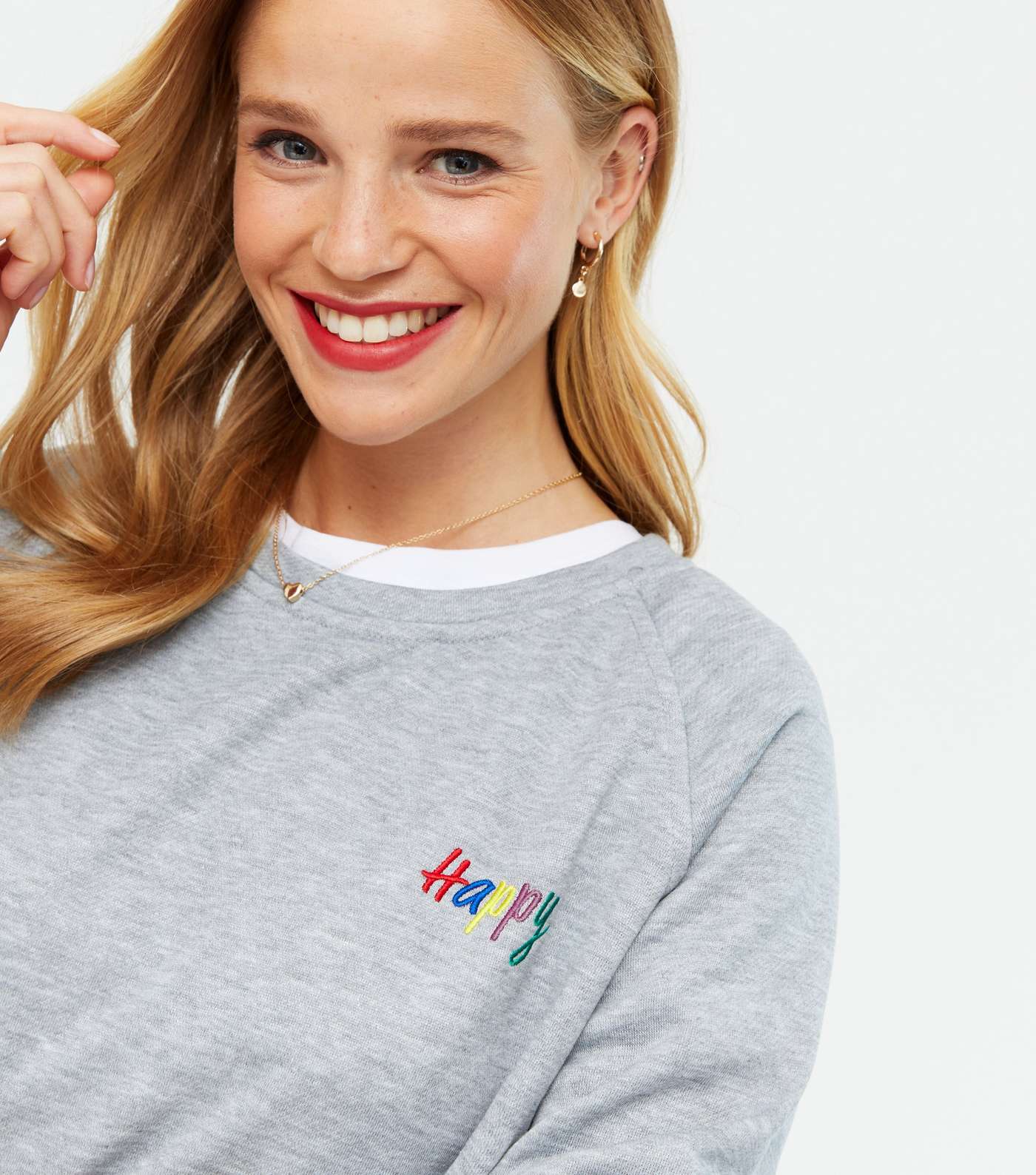 Yumi Grey Happy Logo Sweatshirt
