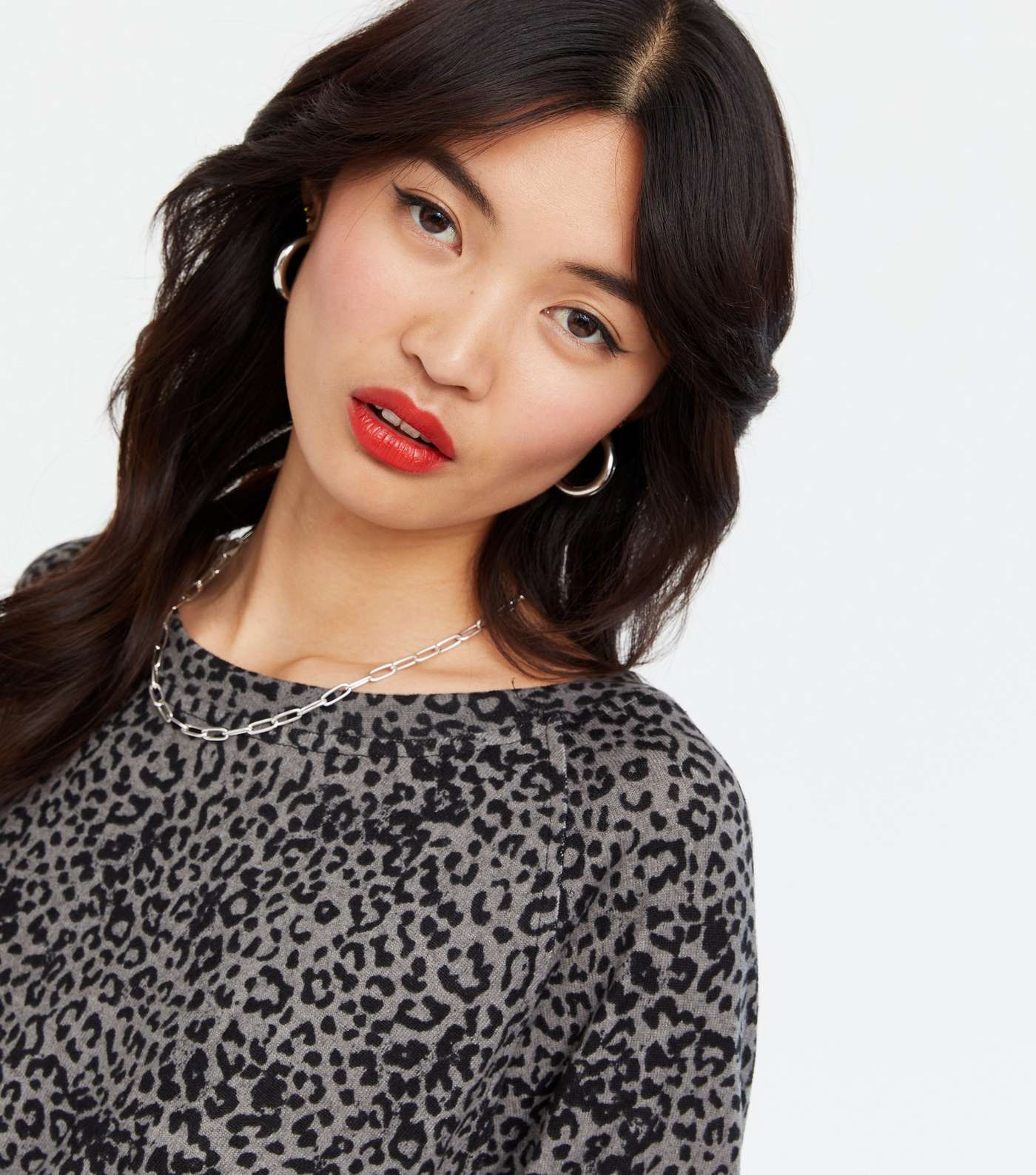 Yumi Khaki Leopard Print Sweatshirt Image 3