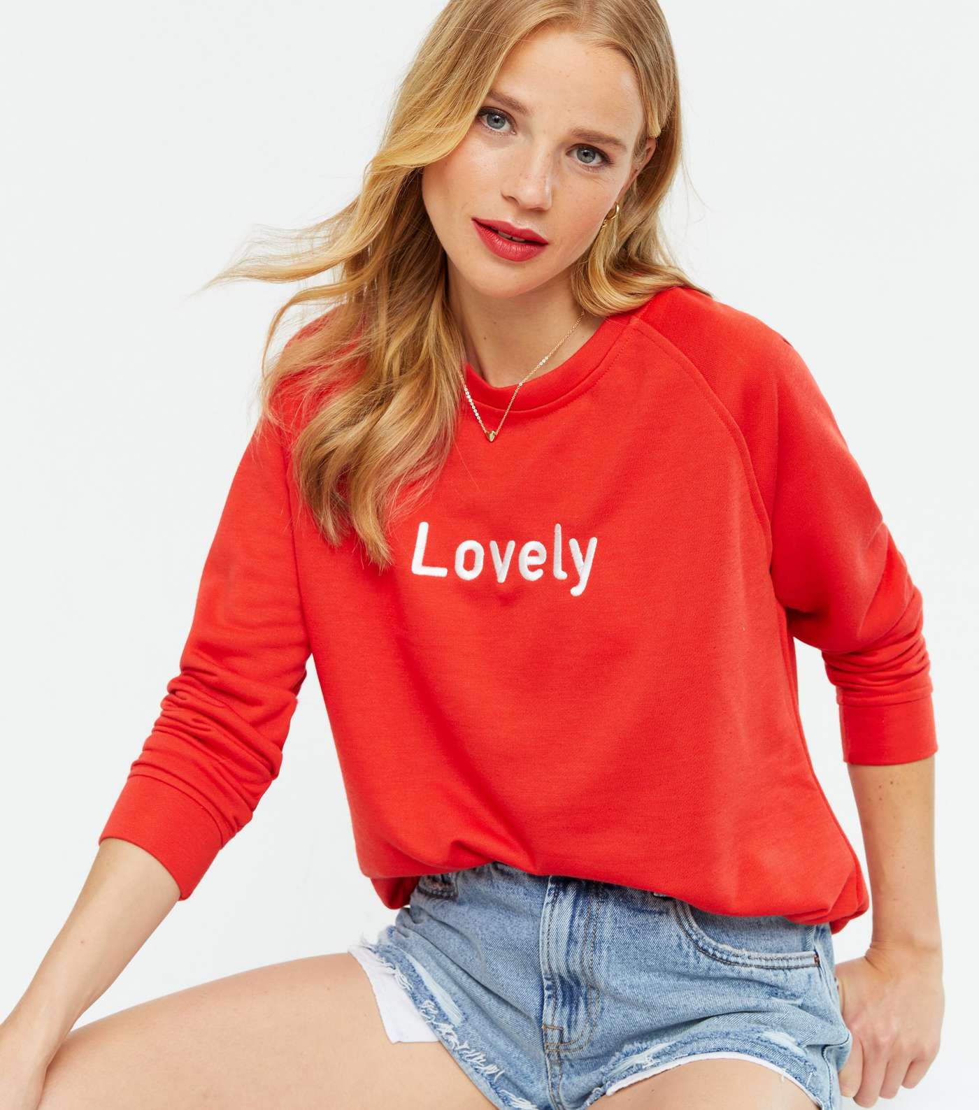 Yumi Red Lovely Logo Sweatshirt