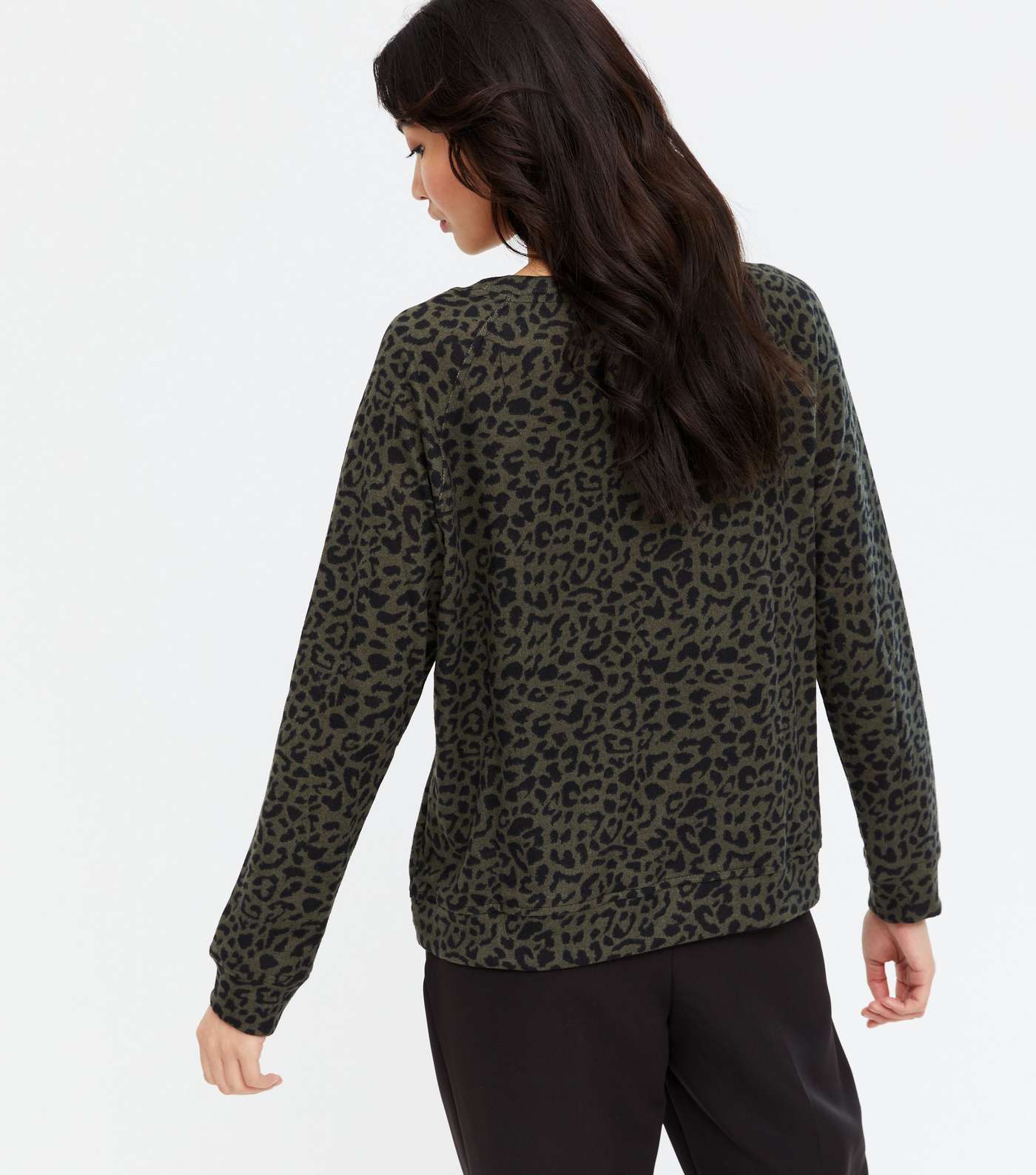 Yumi Khaki Leopard Print Sweatshirt Image 4