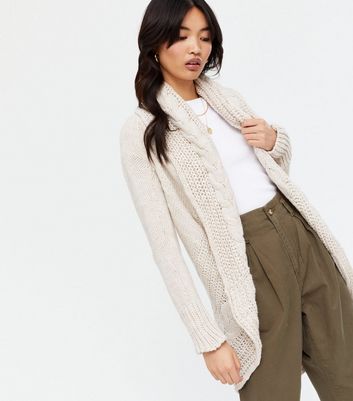 new look off white cable knit cardigan