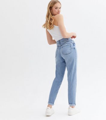 blue waist enhance tori mom jeans