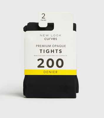 Curves 2 Pack Black 200 Denier Premium Opaque Tights