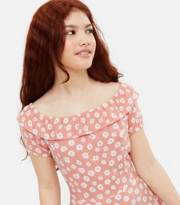 Pink polka hotsell dot bardot dress