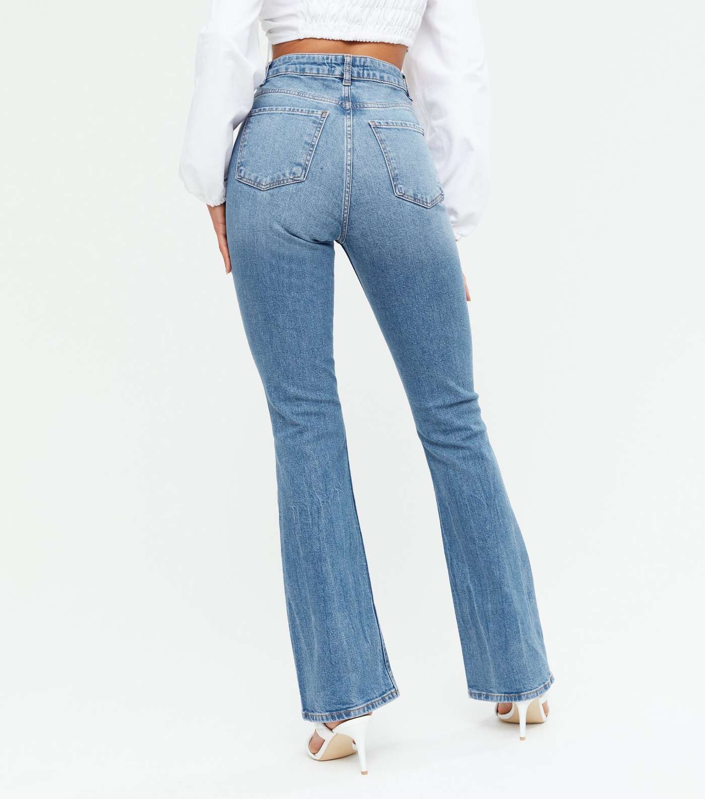 Blue Ripped Knee High Waist Brooke Flared Jeans Image 4