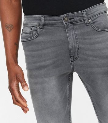 Herrenmode Bekleidung für Herren Grey Washed Skinny Stretch Jeans