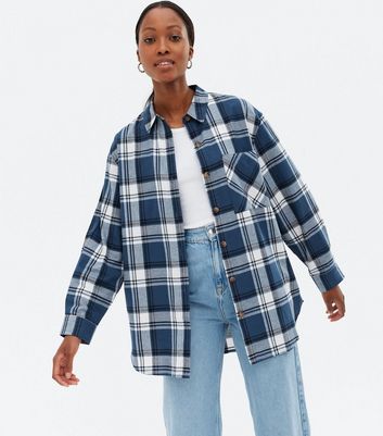 Tall Blue Check Oversized Long Sleeve 