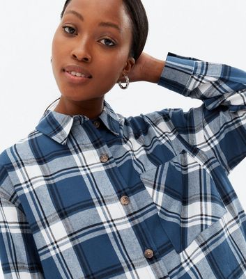 Tall Blue Check Oversized Long Sleeve 