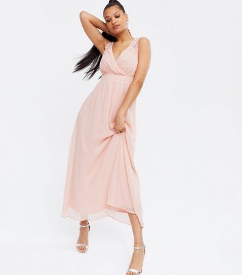 pink maxi lace dress