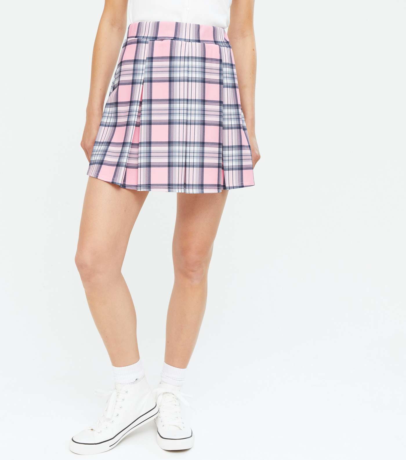 Pink Vanilla Pink Check Pleated Mini Tennis Skirt Image 2