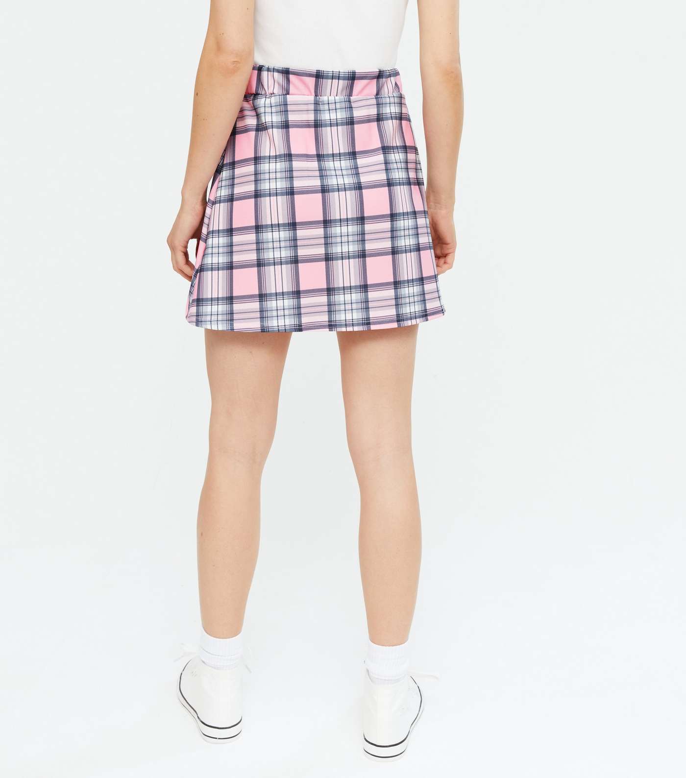 Pink Vanilla Pink Check Pleated Mini Tennis Skirt Image 4