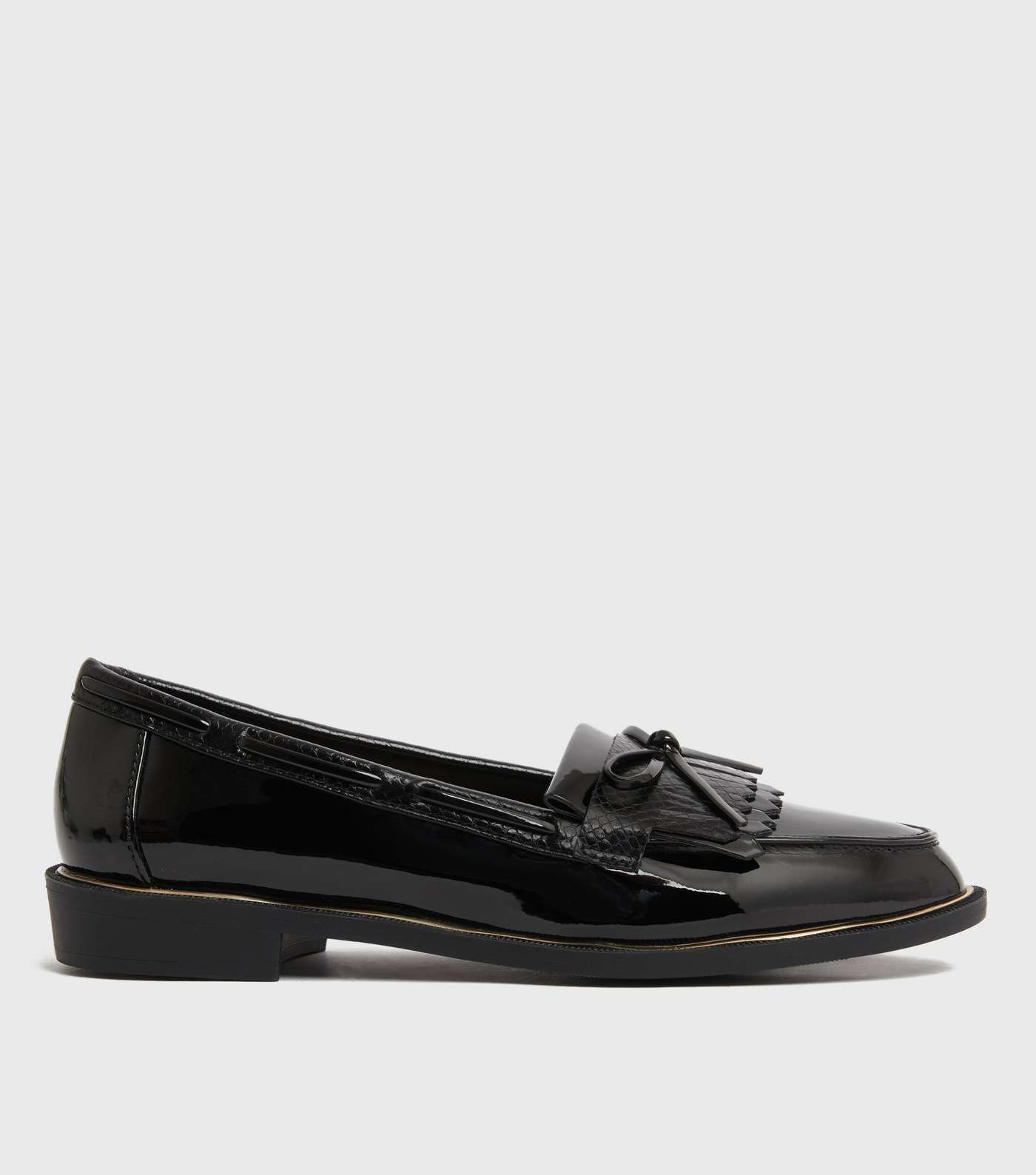 Black Patent Bow Tassel Loafers
