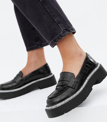 faux croc loafers