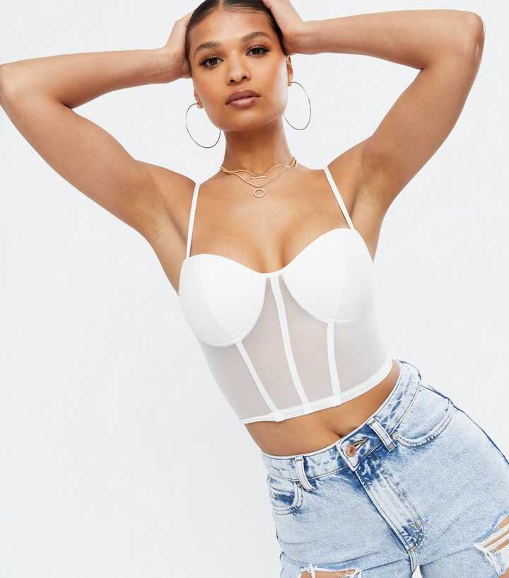 Womens Tops, Corset Top, Bustier Top, White Bustier Top, White