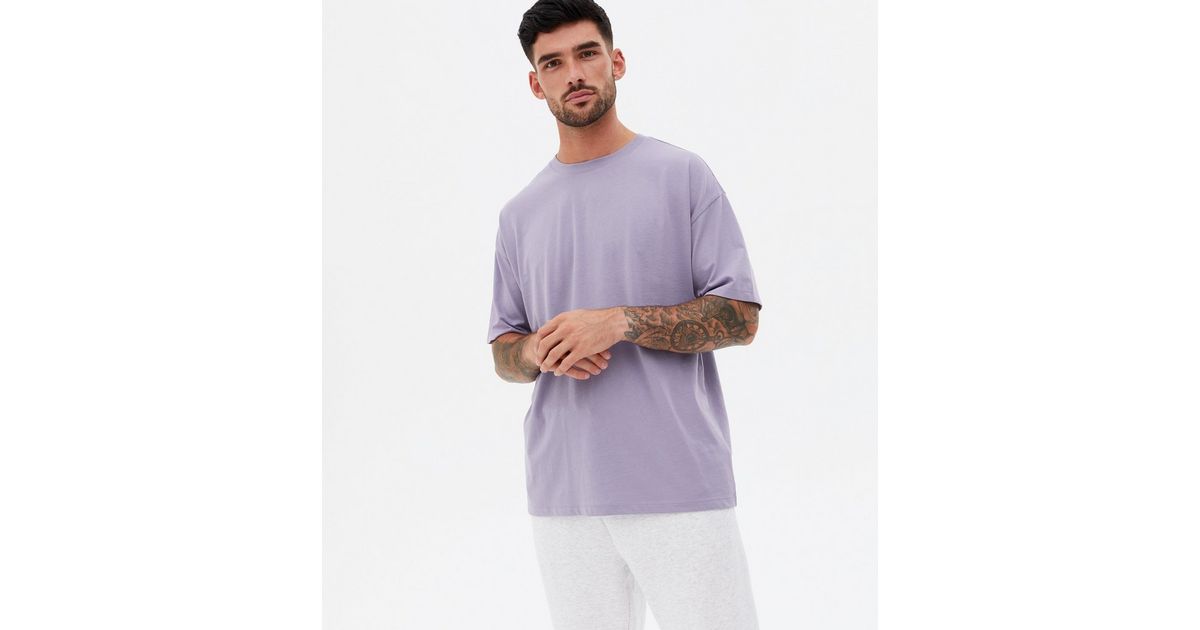 Oversized Fit Cotton T-shirt - Light purple - Men