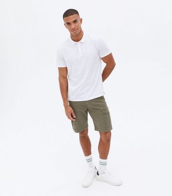 white polo shirt with shorts