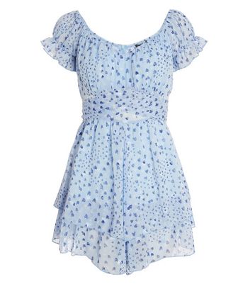 quiz blue floral playsuit