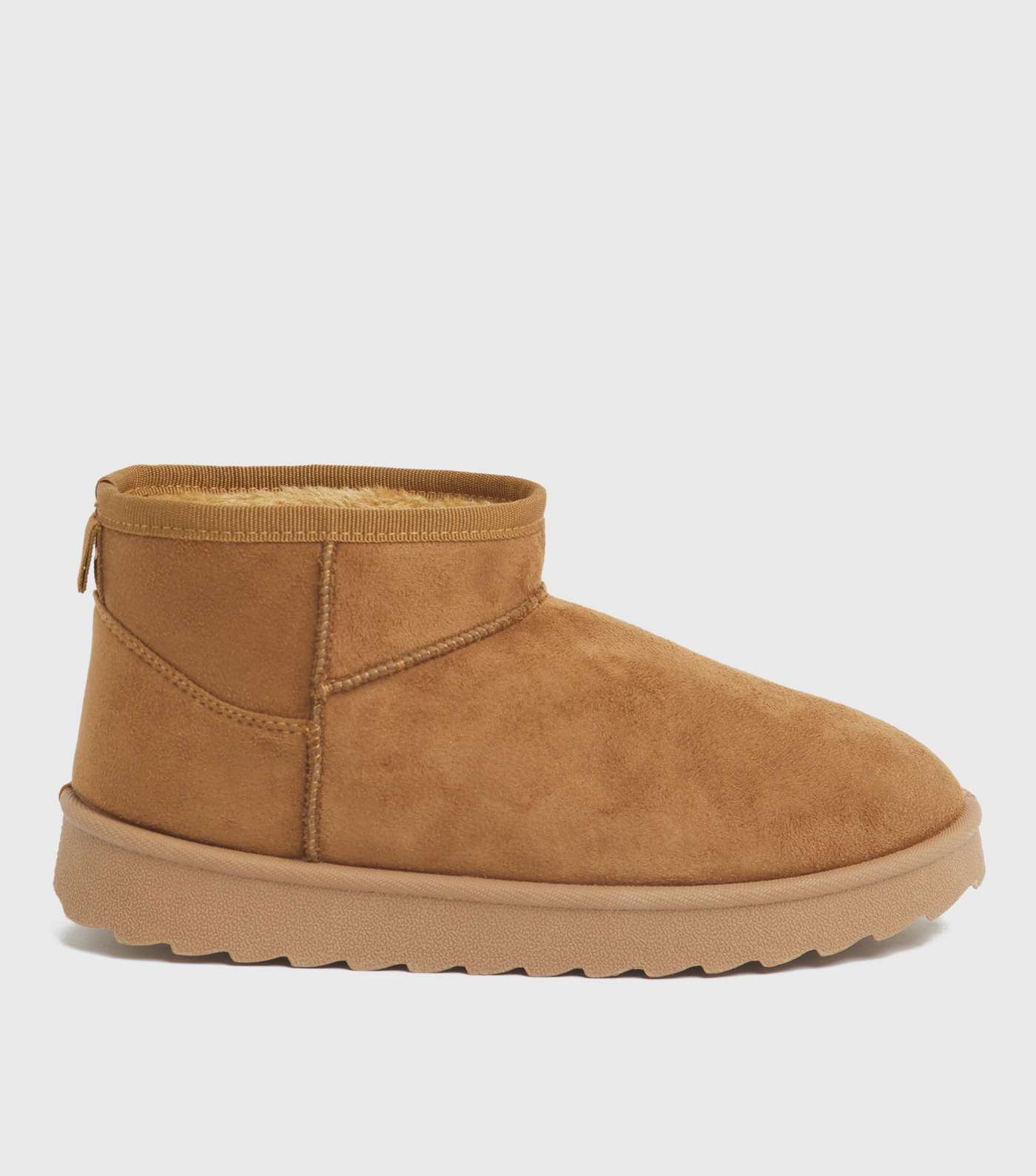 Tan Faux Shearling Lined Chunky Ankle Boots