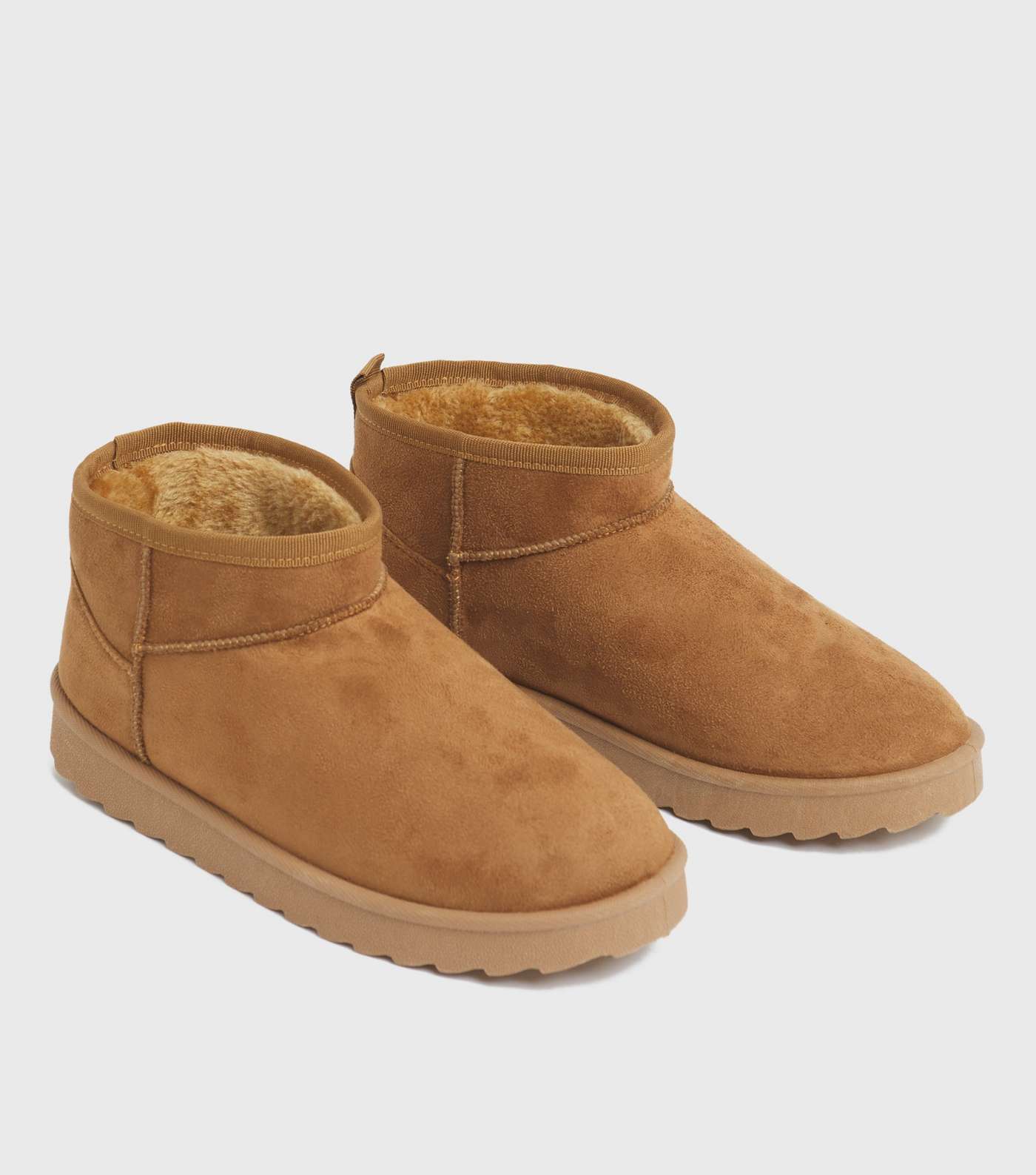 Tan Faux Shearling Lined Chunky Ankle Boots Image 3