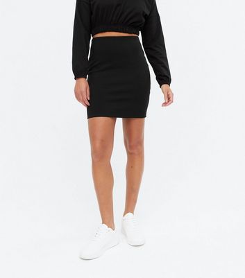 Black Textured Mini Tube Skirt New Look