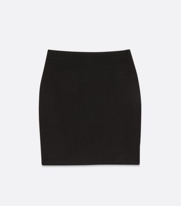 Black Textured Tube Pencil Skirt